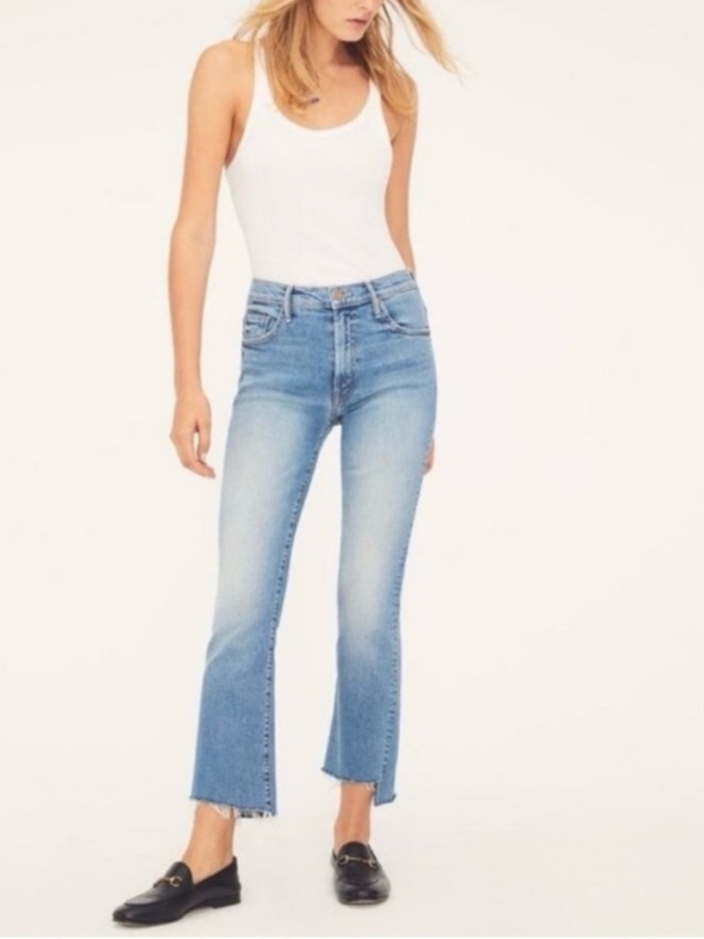 Mother Women’s The Insider Crop Step Ankle Fray Shoot To Thrill Jeans Size 28
